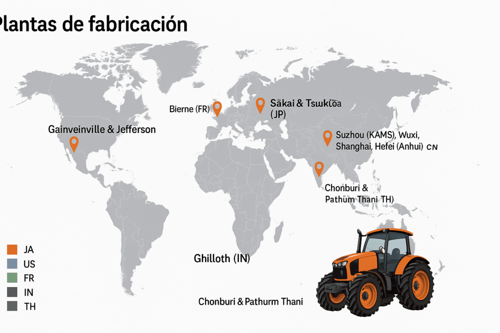 ¿Dónde se fabrica el tractor Kubota?